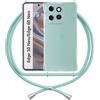 ANFAIRLACE Cover Cordino Compatibile con Motorola Edge 60 Neo/Edge 50 Neo, Trasparente TPU Morbido Silicone Regolabile Antiurto Laccio Cuscino d'Aria Custodia, Verde