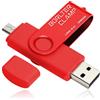 BORLTER CLAMP 128GB Chiavetta USB, 2 in 1 Pen Drive (Micro USB e USB 2.0) OTG Memoria Flash, USB Flash Drive Girevole per Android Smartphone/Tablet/Computer (Rosso)