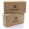 BODYMATE Blocchi Yoga in Sughero, Kit 2 Blocchetti Yoga, 100% Sughero Naturale, Supporto per Pose, Meditazione ed Esercizi di Rilassamento, per Principianti ed Esperti 22 x 12 x 7,5 cm