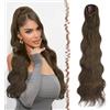 FESHFEN 75 cm Coda Cavallo Extension con Coulisse, Lunga Ricci Ondulati Coda Capelli Extension Sintetici Pettini Clip in Capelli Posticci, Coda di Cavallo Naturale per Donna - Castano Ramato