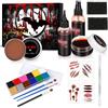 Ligtmor Halloween Make up Set, trucco viso halloween: 12 Colori vernice per il corpo viso+Cera per Cicatrici+Spatola per Make-up+Spray per Sangue Finto+Sangue Finto+spazzola+adesivo+spugna
