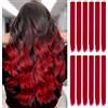 ELNX 12 extension per capelli rossi, 55 cm, con clip, lisce, lunghe, sintetiche, per bambine, donne, feste (rosse)