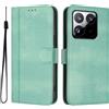Generic Custodia per Xiaomi 15T Flip Cover Caso Retro in PU Pelle Portafoglio Custodia Carta Fessura Supporto Chiusura Magnetica Cover per Xiaomi 15T, Menta