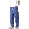 Generico Pantaloni Uomo Casual Invernali Cargo Larghi a Gamba Dritta Tasche Comode Tessuto Morbido Velluto a Coste Urbani Eleganti (Blue, M)