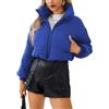 Generic Cappotto corto invernale da donna a maniche lunghe con colletto alla coreana, caldo e casual, giacca da donna, Blu, Medium