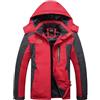 Suncadmious Giacca da Sci Invernale da Uomo Impermeabile Cappotti da Neve Snowboard Giacca Fodera in Pile Parka Caldo con Cappuccio (Rosso,L)