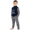 Viterbo Biancheria Pigiama Bambino Bimbo Invernale in Morbido e Caldo Pile LKW00338 Lungo Due Pezzi Indumenti da Notte (Blu/Grigio Mel Medio, 9/10 Anni)