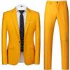 Generic Completo da uomo 2 pezzi giacca e pantaloni slim fit business festa di nozze giacca e pantaloni formale classico giacca da lavoro abiti casual abiti da cena di nozze, Giallo, 5XL