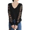 Qin Derdom Maglione in Pizzo da Donna - Elegante Pullover con Scollo a V e Occhielli all'Uncinetto, Manica Lunga, Maglia Leggera Traforata