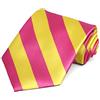 tiemart Cravatta Uomo a Righe, Rosa acceso e giallo, adult