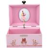Cabilock Scatola Musicale Ballerina Rosa con Carillon e Danzatrice Rotante Portagioie per Bambine con Scomparti Sicuri per Collane e Regalo Compleanno per Piccole Appassionate