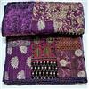 Sambhav Quilt Hub Trapunta Kantha con ricamo vintage vintage patchwork con cuscino decorativo Khambadiya Kantha Trapunta Khaldya kantha kambadiya kantha, copriletto con 2 federe (viola, 40,5 x 45,8 cm)