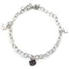 ThurColas Bracciale da donna in acciaio inossidabile 21 cm, 3 pendenti a forma di testa di gatto, finitura argento - manifattura artigianale francese