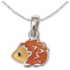 Clever Schmuck Set ciondolo a forma di riccio in argento, 7 mm, arancione, marrone, nero, laccato, con catena a ancora, 40 cm, in argento Sterling 925, per bambini