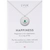 LUUK LIFESTYLE Collana da donna con dedica HAPPINESS e ciondolo a forma di conchiglia con strass color smeraldo, impermeabile, 50 cm, argento