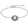 VONALA Lotus Bracciale in argento sterling 925, nero, con ciondolo a forma di fiore di loto, per yoga, regalo per le donne