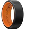 King Will Fede nuziale da uomo in silicone, 8 mm, vestibilità comoda, con design unico con scanalatura interna, anelli di fidanzamento in gomma per uso quotidiano e attività, nero e arancione, R