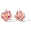 Santuzza Orecchini a forma di ibisco in argento Sterling 925 con zaffiro rosa e zirconia cubica per le donne, Argento sterling Gemma, Zaffiro
