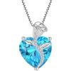 FJ Collana Acquamarina Cuore Collane Marzo Pietra Portafortuna in Argento Sterling 925 Ciondolo Fiore di Rosa Gioielli per Donna Amiche Moglie Mamma Lei