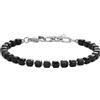 COAI Bracciale da Uomo in Onice Nero e Acciaio Inossidabile, Bracciale di Perline Nere da Uomo