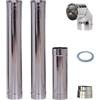BALKAN ENERGY Set di tubi di Canna fumaria 130 mm per stufe a legna Inox AISI 304 Canna fumaria in acciaio inox 2m Gomito per canna fumaria 90° Connettore di accoppiamento Rosetta Canna Fumaria, diametro 130 mm