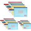 OFFCUP Borse di File A3 A4 A5, 15 Pezzi Sacchetto di Zip Impermeabile, Mesh Sacchetto del Documento, Sacchetto Di Documenti Portatile Busta Plastica per Uffici Cosmetici Forniture Accessori da Viaggio