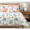 Lush Decor Blu e Corallo Coastal Reef-Set di Biancheria da Letto Reversibile, 7 Pezzi, con Motivo a Conchiglie, Colore, Poliestere, Full/Queen