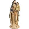 DRW Figura San Jose con il bambino in resina dipinta a mano in tonalità pastello 12x12x46 cm
