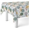 ECOMMERC3 Tovaglia plastificata antimacchia rotonda 140 cm Siena Verde | Per il tavolo rotondo del terrazzo, disegno mediterraneo, tela cerata impermeabile, si pulisce con un panno umido