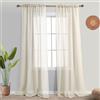 KOUFALL Tende trasparenti beige lunghe 248 cm, per soggiorno, set di 2 pannelli con tasca per asta, leggere, effetto lino, per camera da letto, sala da pranzo, veranda, casa colonica, spiaggia, 132 x 248 cm