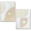 DRW Quadro tela astratta con cornice in legno naturale naturale, bianco e beige, 82 x 62 x 4,5 cm