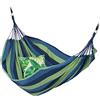 Relaxdays Amaca da Giardino in Cotone, LxP 150x190 cm, Sedia Sospesa con Moschettone, Custodia, Fino a 300 kg, Blu Verde, Poliestere