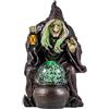 DRW Statuetta strega con lanterna e sfera di vetro in resina dipinta a mano 23 cm