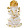 DRW Figura Ganesha rimozione ostacoli, patrono delle arti, Scienze e signore dell'abbondanza Bianco e Oro Resina Dipinto a Mano 8.5 cm