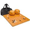 Yellow Mountain Imports, Set Go in Bambù 2 cm con Griglie Reversibili 19x19 / 13x13, Gioco da Tavolo con Pietre Convesse Melamina e Ciotole di Bambù