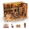 Cuteefun Miniature Casa delle Bambole, Kit da Casa di Bambole in Legno con LED, Struttura a Incastro, Facile da Assemblare, Regalo per Compleanni, Natale e Halloween (Sala dei Dinosauri)