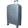 MY TRAVEL BAG Valigia rigida trolley borsa da viaggio in polipropilene (set medio per bagaglio a mano, ruote gemellate a 360°, grigio blu, Handgepäck (57cm), Valigetta rigida con ruote doppie a 360°