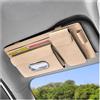 JNNJ Organizzatore per Alette Parasole Auto, Organizzatore per Alette Parasole in Pelle per Auto, Cerniera Auto Parasole Organizer Con Porta Occhiali, Accessori Interni Occhiali Da Sole(Beige)