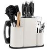 Samlonge Ceppi Portacoltelli Vuoti, 4 in 1 Ceppo Coltelli da Cucina Universale, Blocco Porta Coltelli Quadrato, Ceppo Portacoltelli da Cucina, Bloque de Cuchillos Pratico, Soporte Cuchillos Cocina (Bianco)