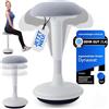 Dynaseat Sgabello ergonomico regolabile in altezza per sedersi e stare in piedi (bianco, 45-65 variante) - Sgabello da ufficio ergonomico - Sgabello da scrivania con effetto oscillante - Supporto in