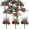 AONAT Set da 20 Rami di Pino Artificiale con Bacche Rosse e Pigne,Decorazione di Natale,Corona dell'Avvento,Ghirlanda Festiva,Fai-da-Te (DIY) e Addobbi per Albero Natalizio