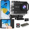 TIMNUT Touchscreen 4K60FPS Action Cam, 40M Fotocamera Subacquea con scheda SD da 64G, 48MP HD WiFi Videocamera con EIS, Zoom 8X, Telecamera Sportiva con 2 batterie da 1350 mAh, Telecomando 2.4G
