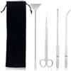 Makoto Nobu 4 in 1 Kit Attrezzi Acquario,Attrezzi per Acquario in Acciaio Inox, Piante Acquarios Attrezzi Set con Pinzette Forbici Spatola per l'acquario Landscaping e l'Acquarios Pulizia