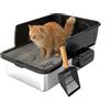 APD APETDOLA APETDOLA Lettiera Acciaio Inox, Lettiera XXL con Paletta, Litter Box per Gatti Grandi e più gatti 61x41x31cm