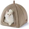 Bedsure Cuccia per Gatti Cammello - Letto Pieghevole per Gatti con Cuscino Lavabile, Tenda per Gattini Adatta ad Animali Domestici Piccoli e Medi, Casa Morbida e Calda per Interni, 40x40x40cm