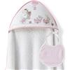 Interbaby Asciugamano Mantellina con cappuccio per bambini con bablagino - Giraffa bicicletta bianco y rosa