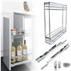 Httxyp Cestello Estraibile Cucina, Carrello Scorrevole Ammortizzato Acciaio Inox Estrazione Totale - Porta Bottiglie Barattoli Utensili (per Modulo 15 CM)