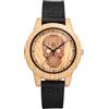 Silverora Orologi da uomo in legno teschio orologi da uomo: Steampunk teschio analogico al quarzo con scala a travi punk imitazione legno orologi da polso con vera pelle regali per uomini, Nero ,