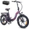 Fafrees Bici Elettrica, Bicicletta Elettrica Pieghevole Donna Uomo, 36V 18Ah Batteria Rimovibile per 120-150KM, 250W Pedalata Assistita MTB, 20 * 3.0 Fat Bike Ebike da Città, F20 Pro Viola