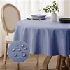 Softalker Tovaglia Blue Rotonda 160 cm Antimacchia Tovaglie in Finto Lino Elegante Tovaglie da Esterno Impermeabile per Protezione Moderna Tavolo per Autunnale,Natalizia Feste,Compleanno,Matrimonio